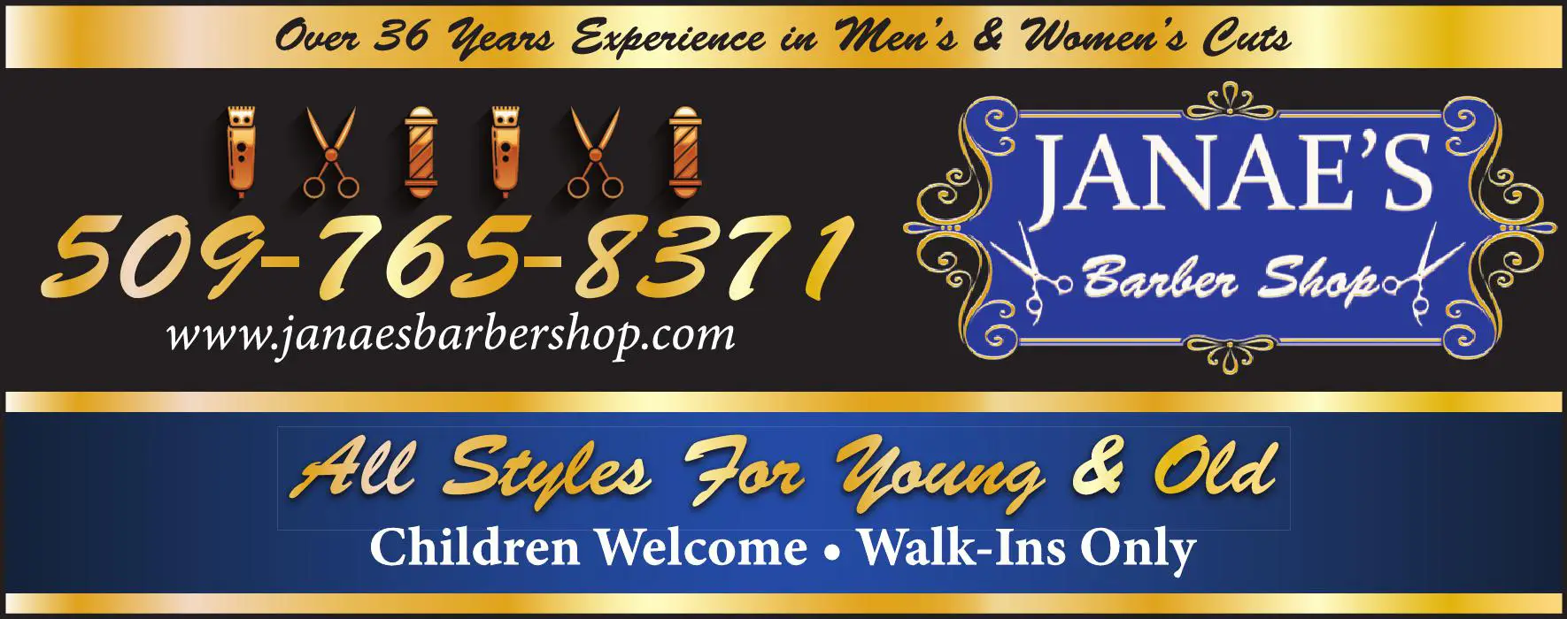 Barbers print ad for Janae's Barber Shop