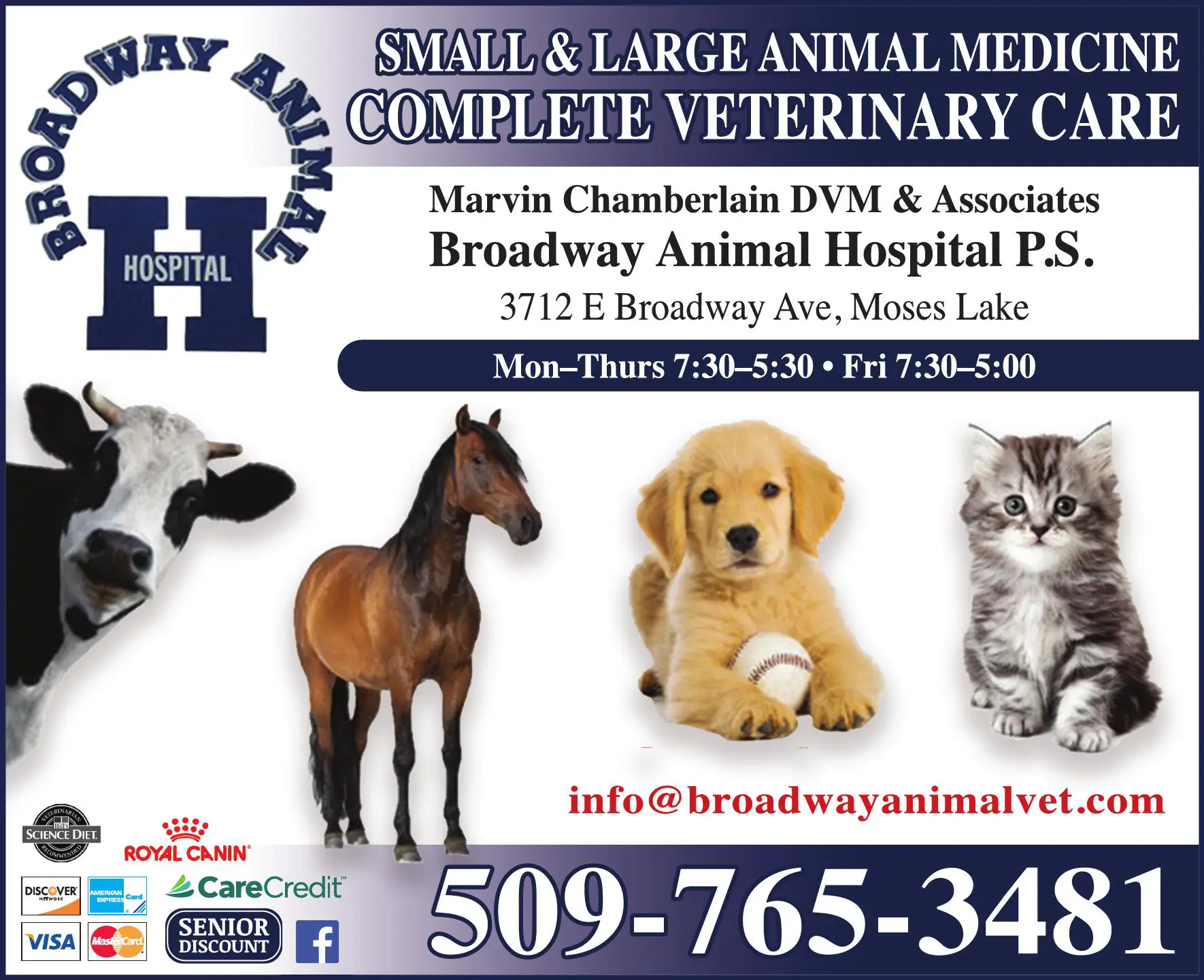 Veterinarians & Hospitals print ad for Broadway Animal Hospital