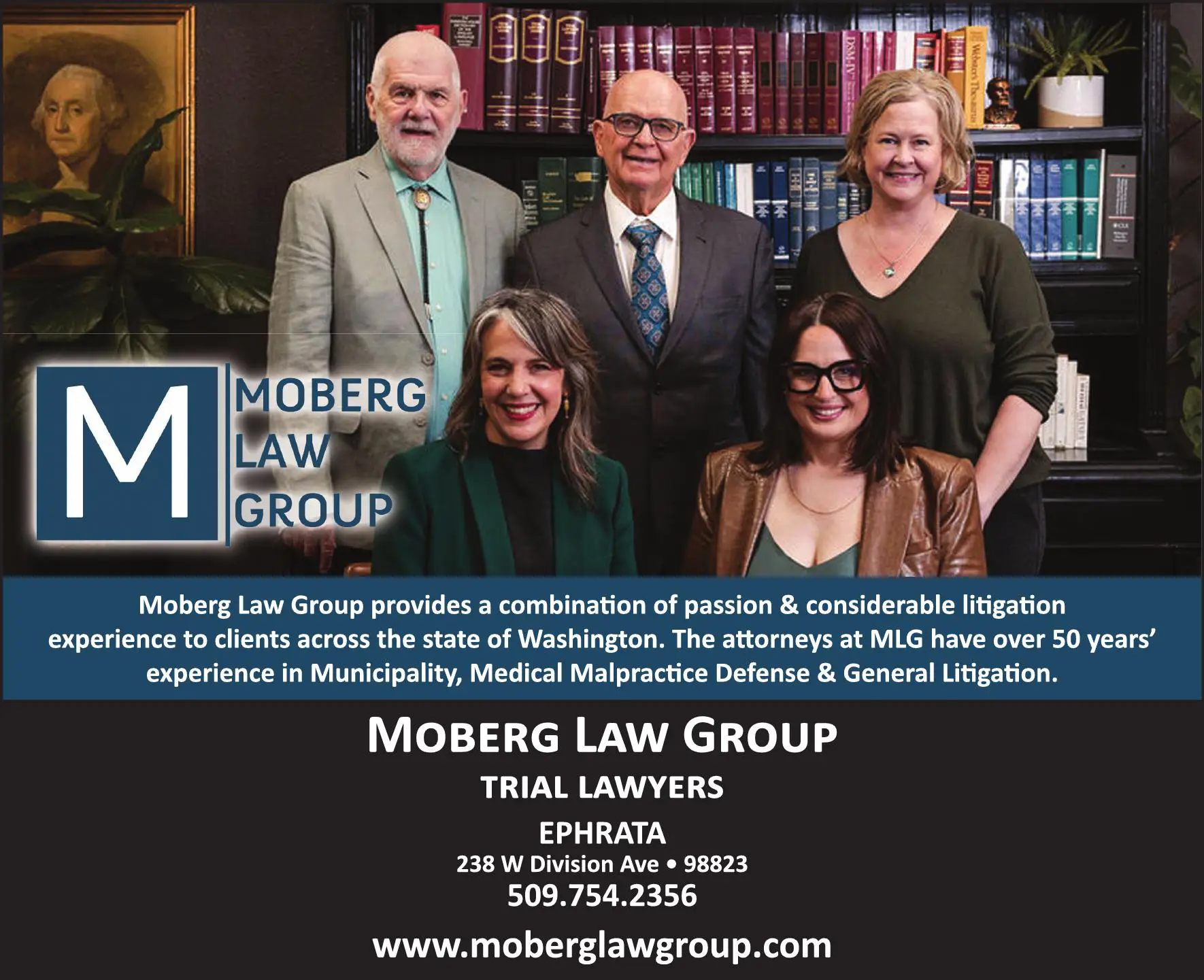 Attorneys print ad for Moberg Law Group