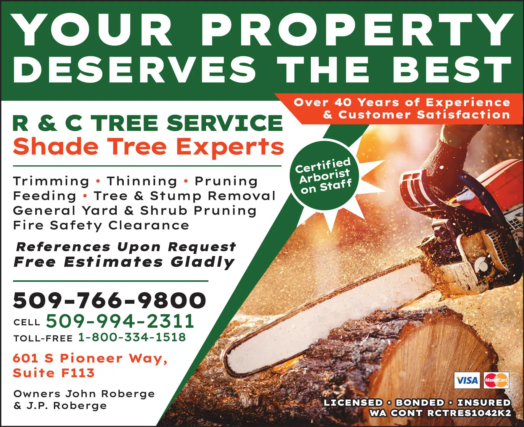 Tree Service print ad for R & C Tree Service