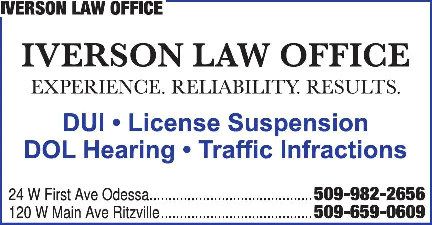 Attorneys - Driving (DUI-DWI) print ad for Iverson Law Office