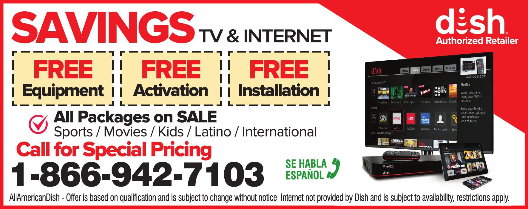 Satellite Equipment & Systems print ad for All American Dish