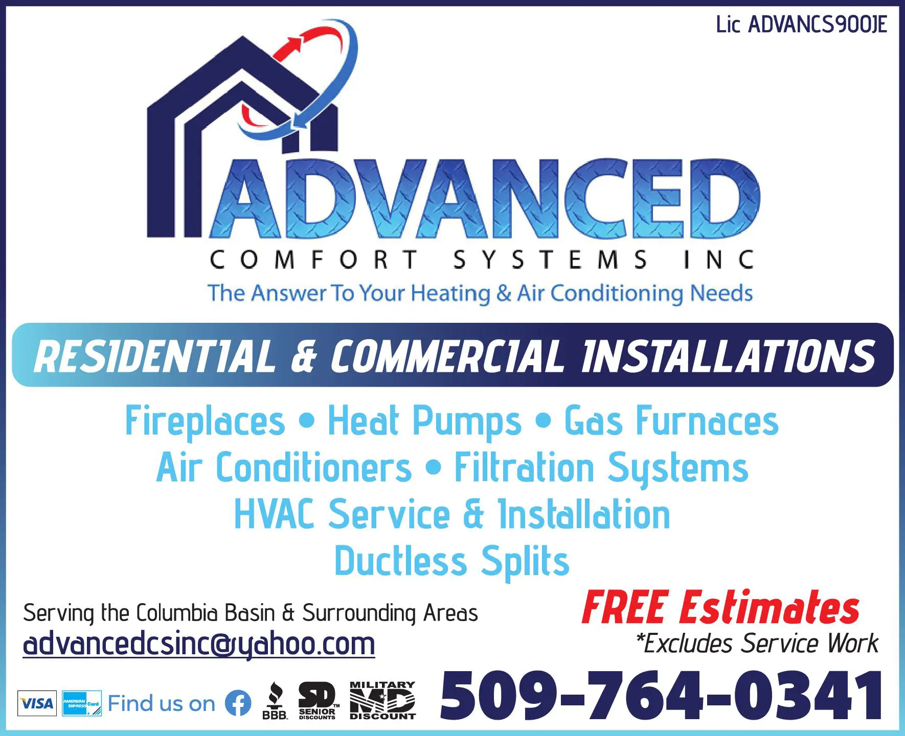 Air Conditioning - Contractors print ad for Advanced Comfort Systems Inc