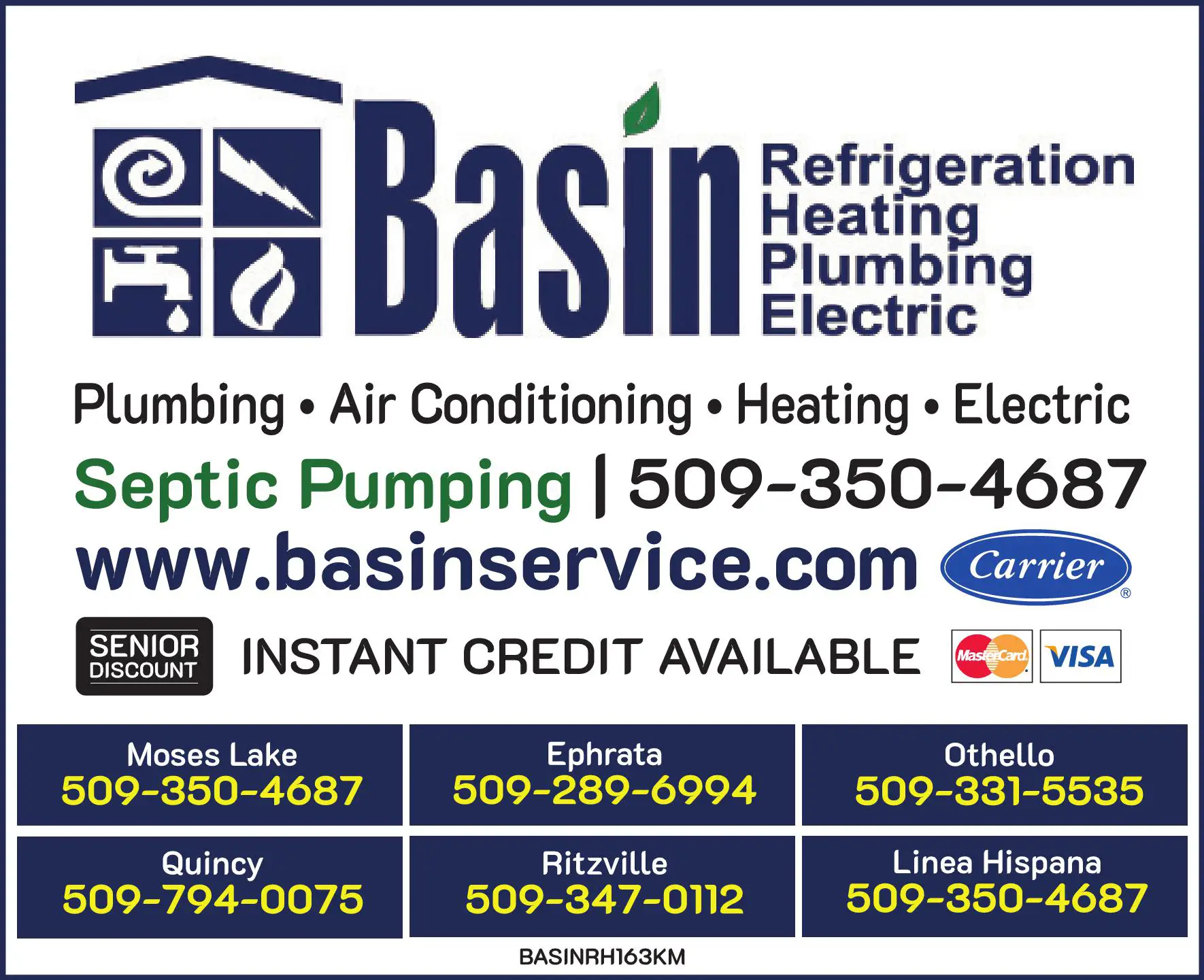 Air Conditioning - Equipment & Systems print ad for Basin Refrigeration & Heating