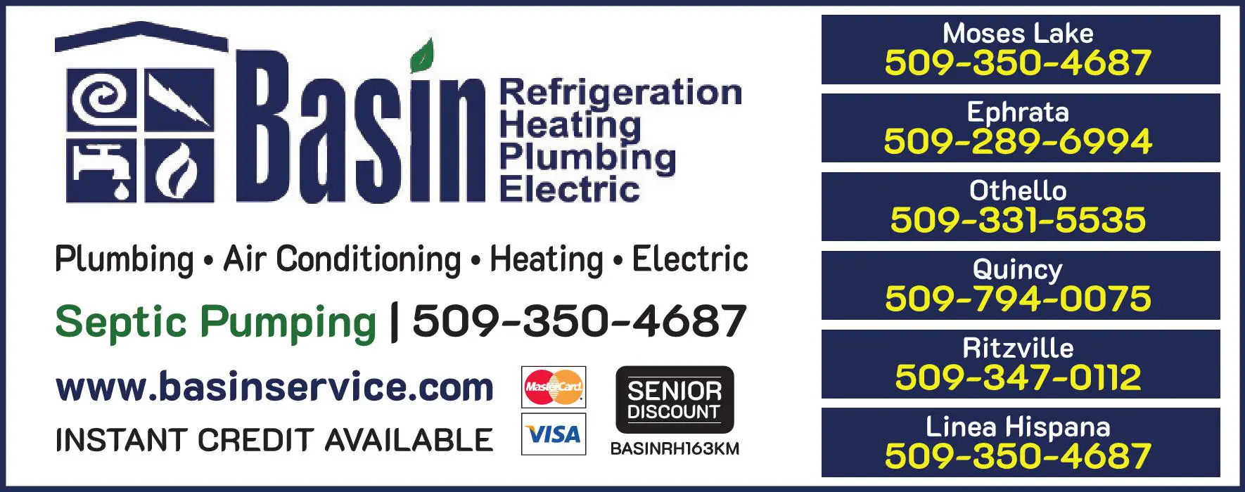 Water Heaters - Dealers print ad for Basin Refrigeration & Heating