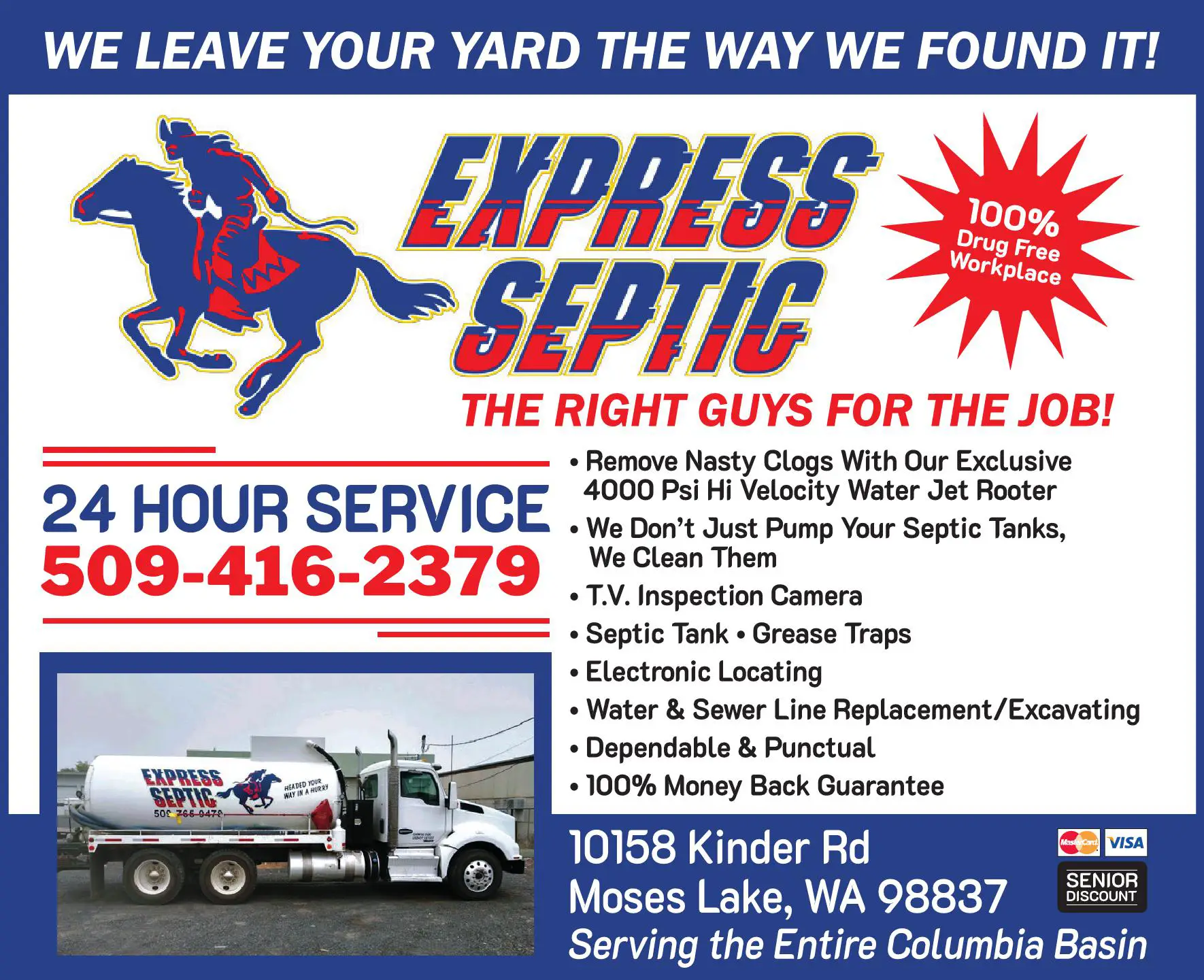 Septic Tanks & Systems - Cleaning print ad for Express Septic