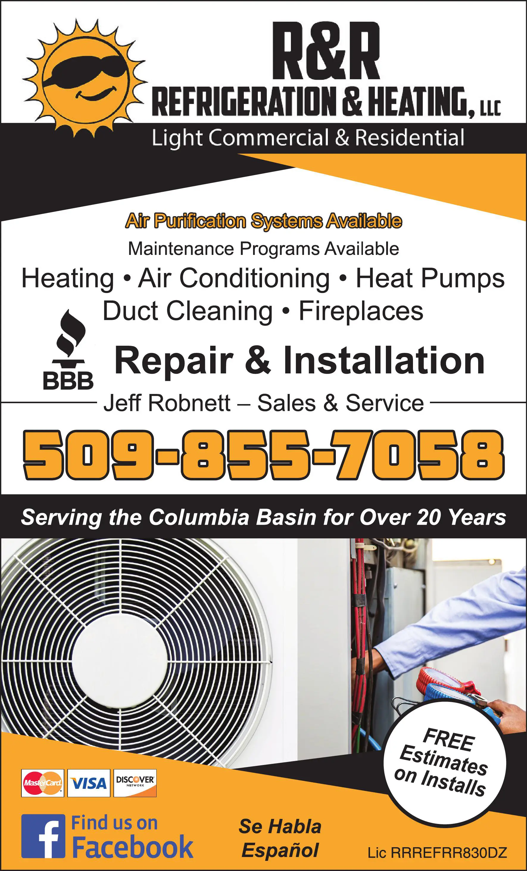 Heating Contractors print ad for R & R Refrigeration & Heating