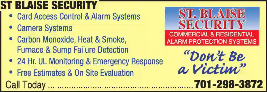 Security Systems & Monitoring print ad for St Blaise Security