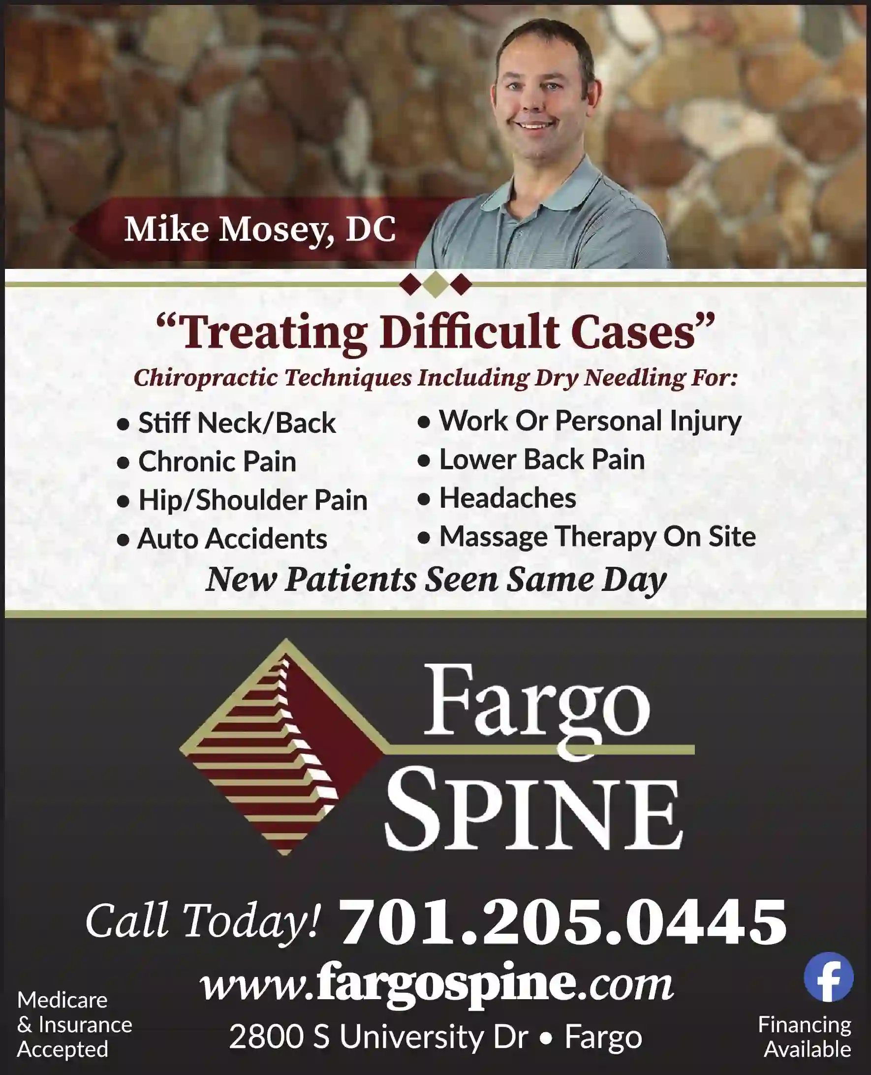 Chiropractors, D.C. print ad for Fargo Spine