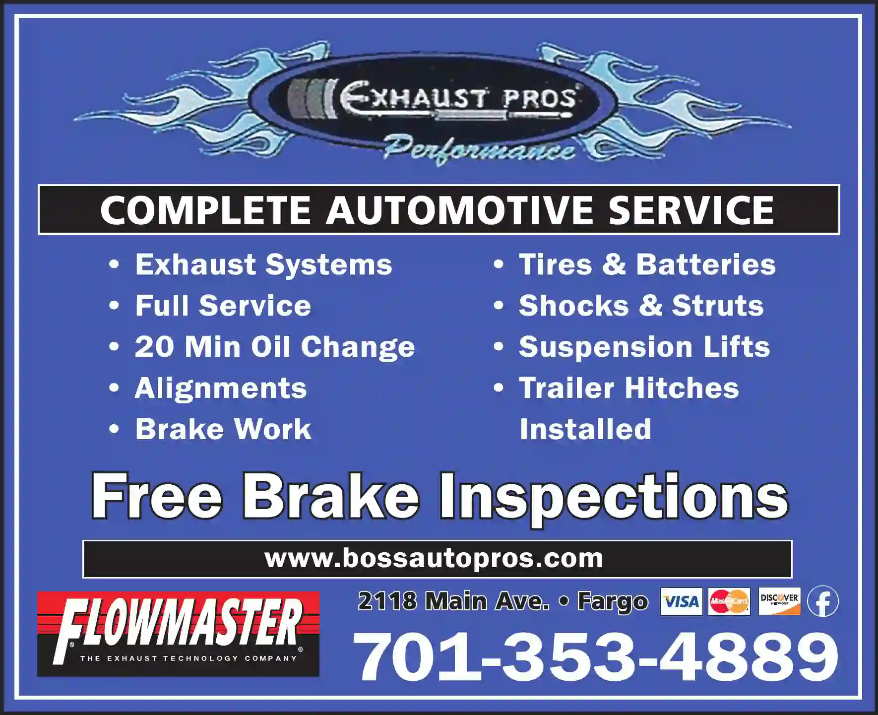 Auto Repair & Service print ad for Boss Automotive & Exhaust Pros