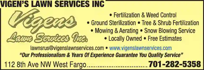 Lawn & Grounds Maintenance print ad for Vigen's Lawn Services Inc
