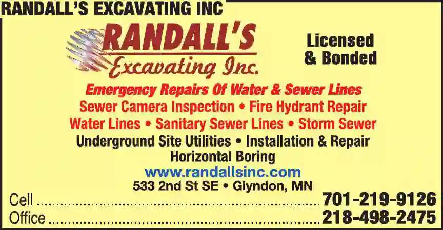 Plumbing Contractors print ad for Randall's Excavating Inc