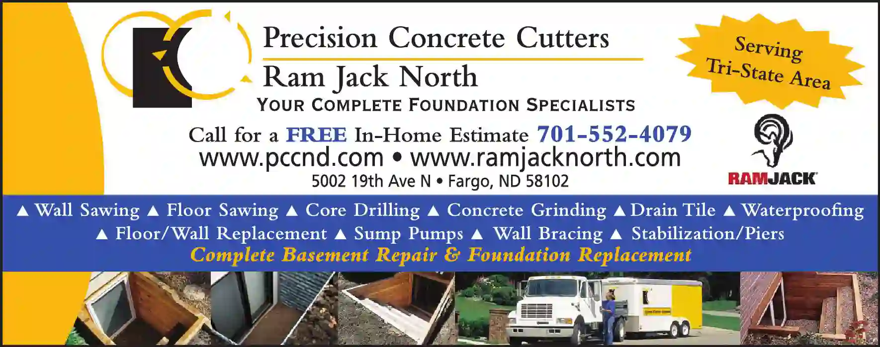 Windows print ad for Precision Concrete Cutters/Ram Jack North