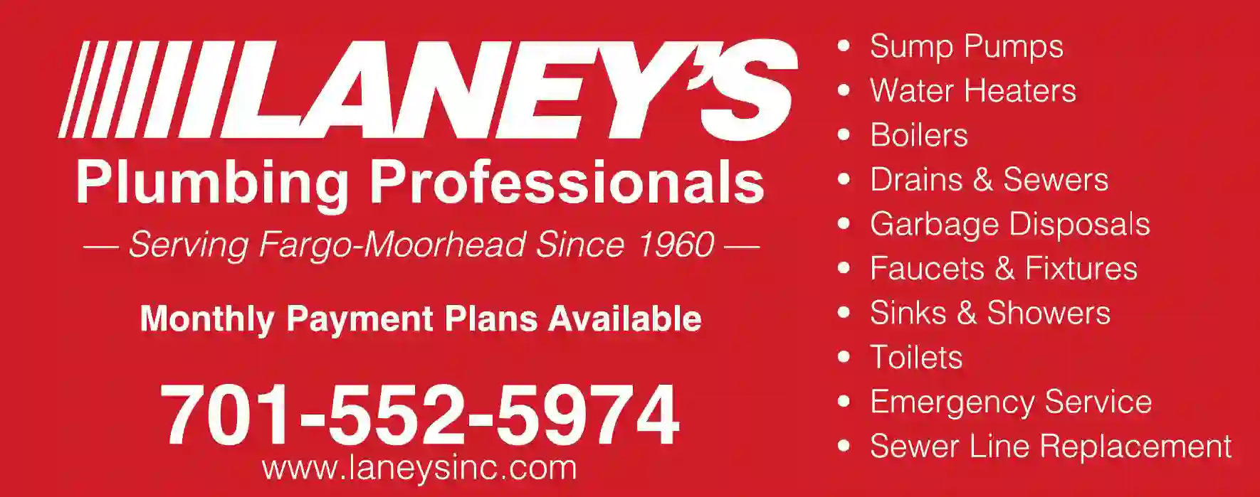 Plumbing Contractors print ad for Laney's Inc
