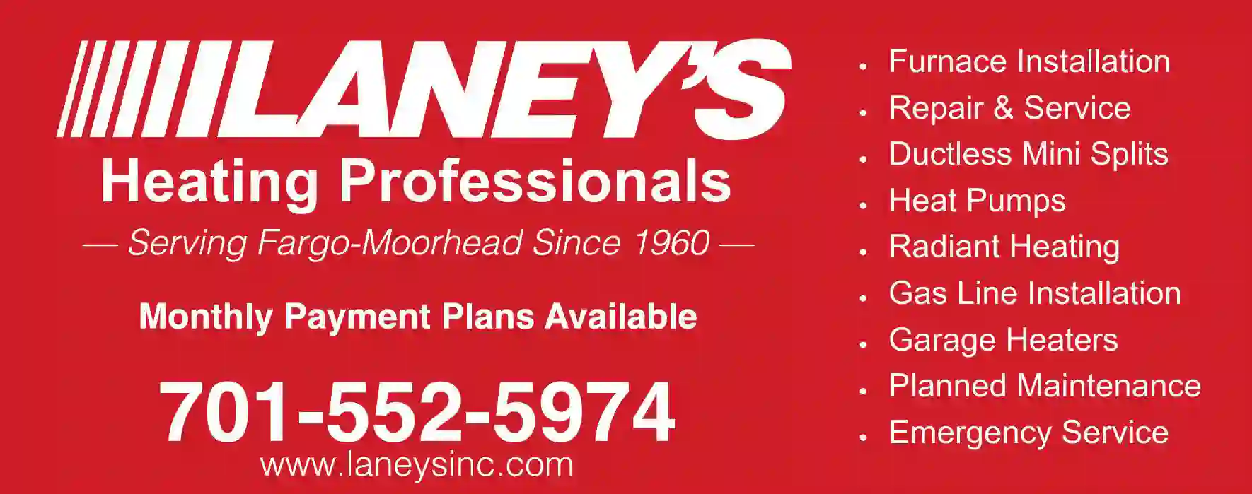 Heating Contractors print ad for Laney's Inc