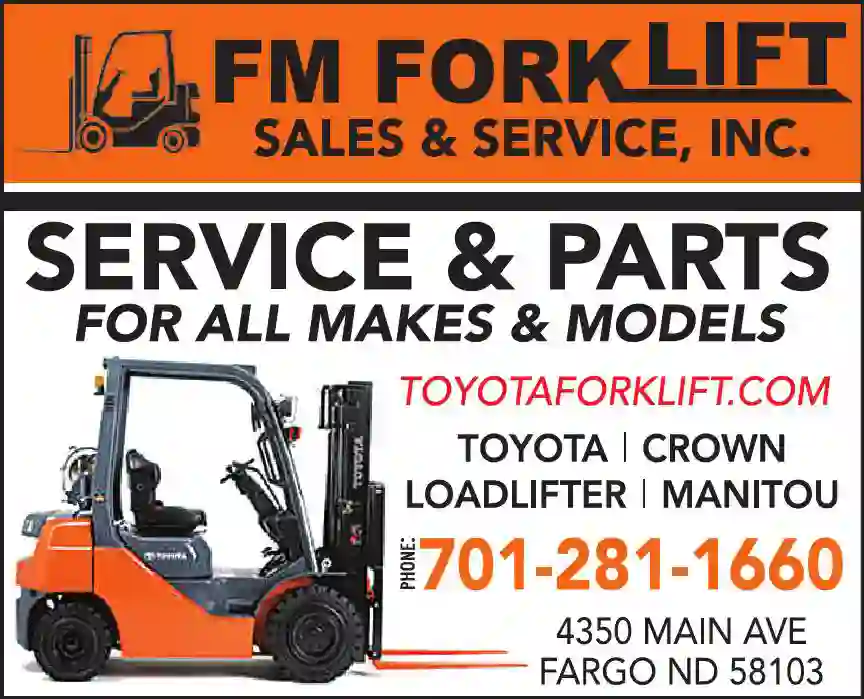Forklifts print ad for FM Forklift Sales & Service Inc