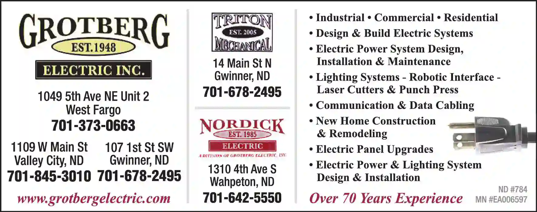 Electricians print ad for Grotberg Electric Inc