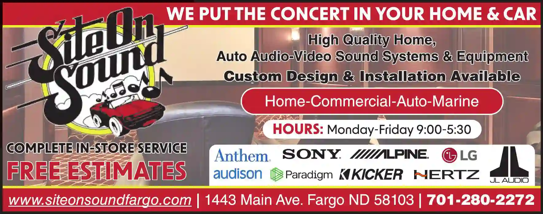 Home Theater Systems print ad for Site On Sound