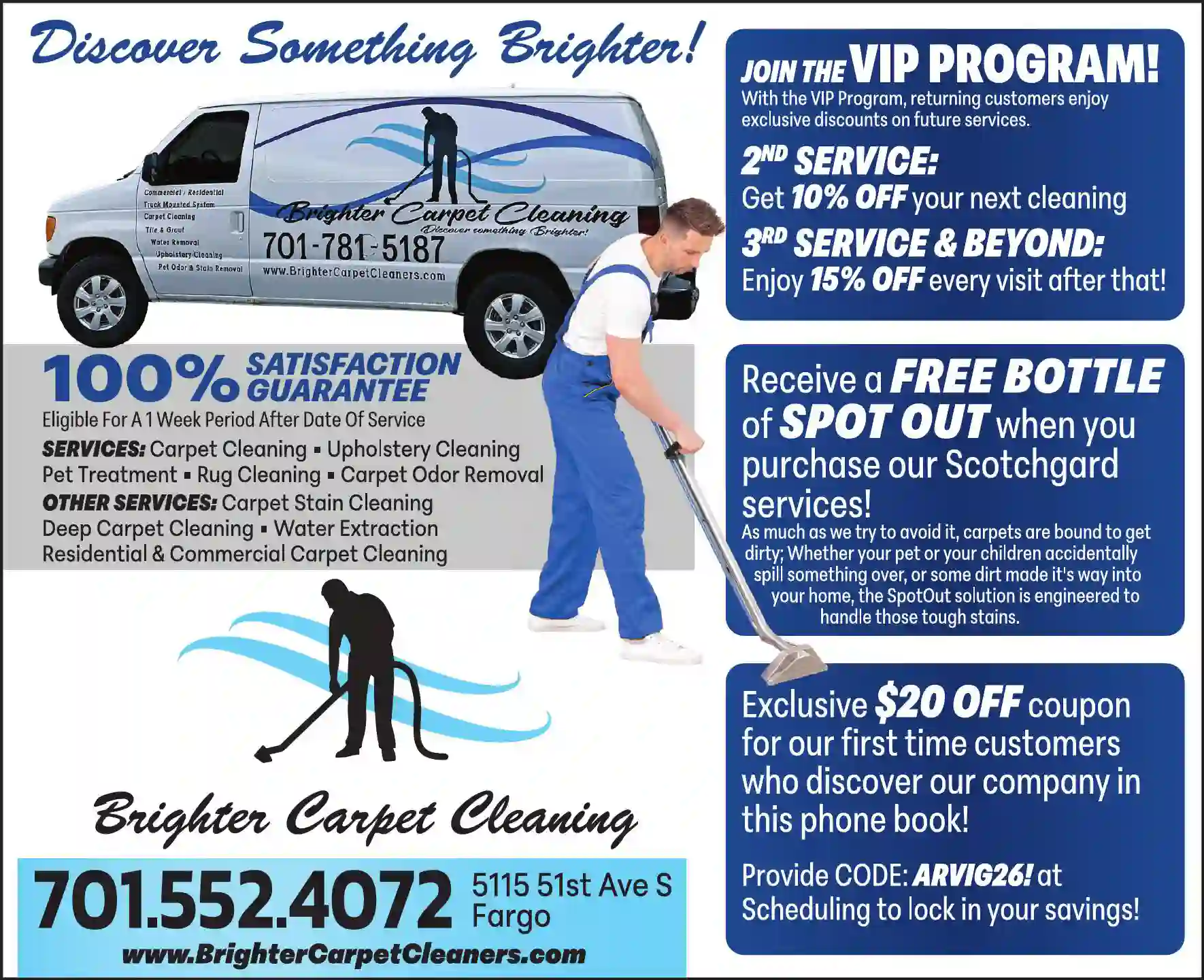Carpet Rug & Upholstery Cleaners print ad for Brighter Carpet Cleaning