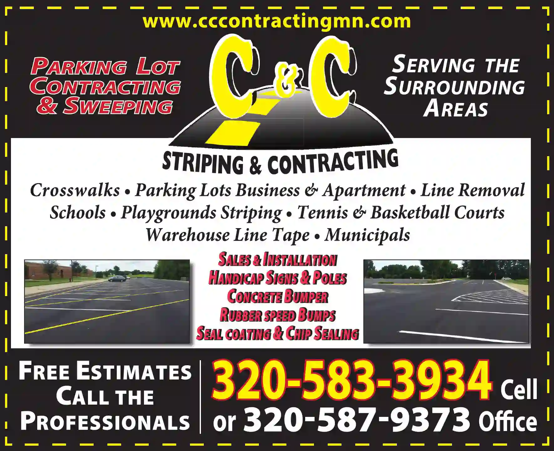 Parking Area Maintenance & Marking print ad for C & C Striping & Contracting
