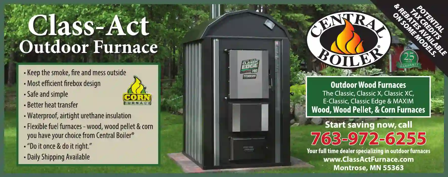 Heating Contractors print ad for Class-Act Outdoor Furnace