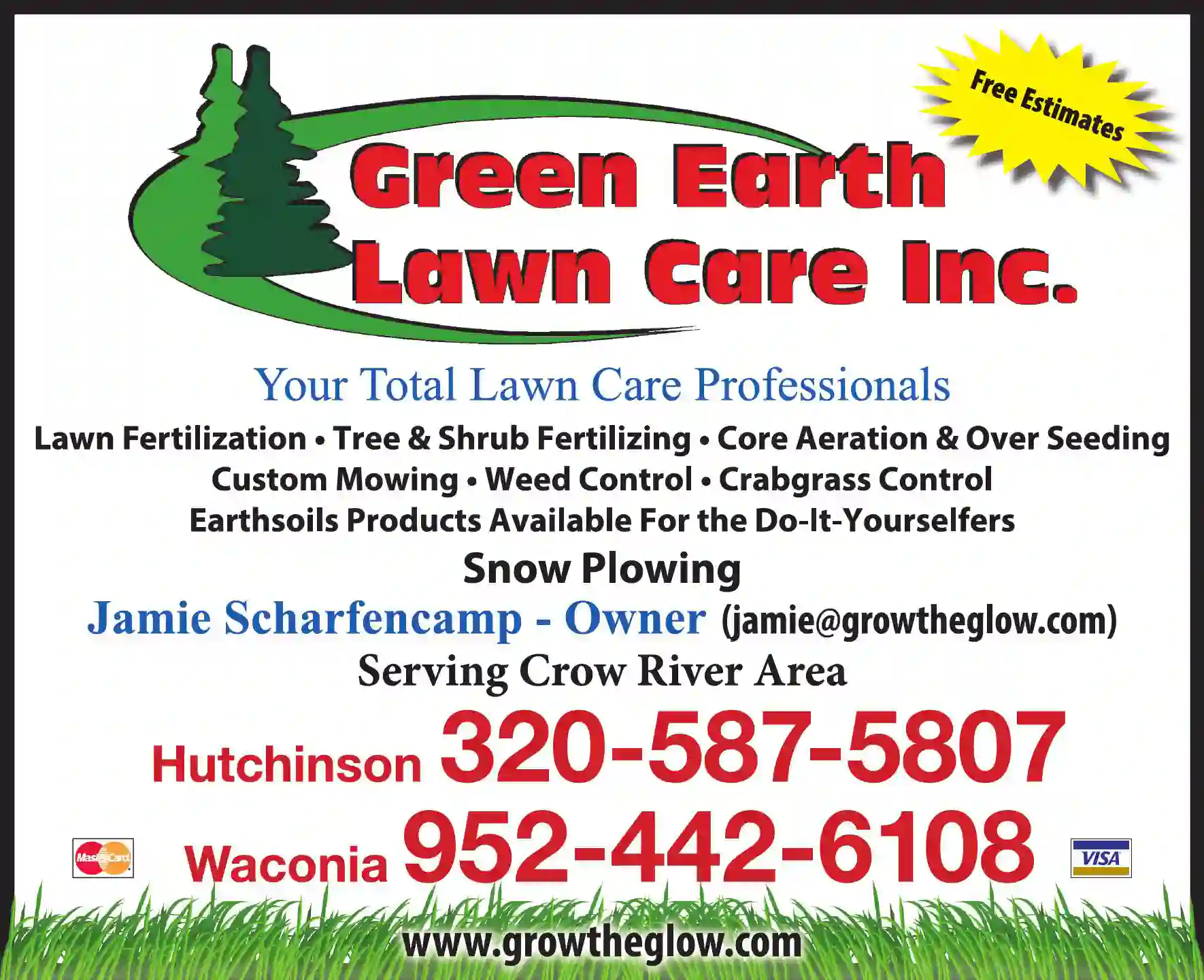 Lawn & Grounds Maintenance print ad for Green Earth Lawn Care Inc