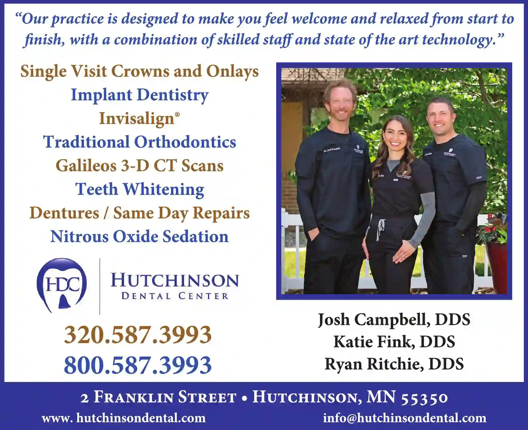 Dentists print ad for Hutchinson Dental Center