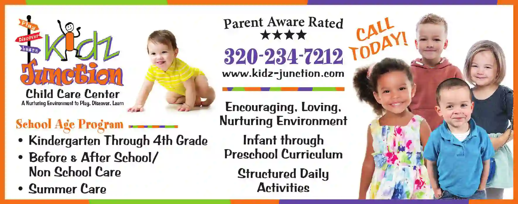 Child Care print ad for Kidz Junction