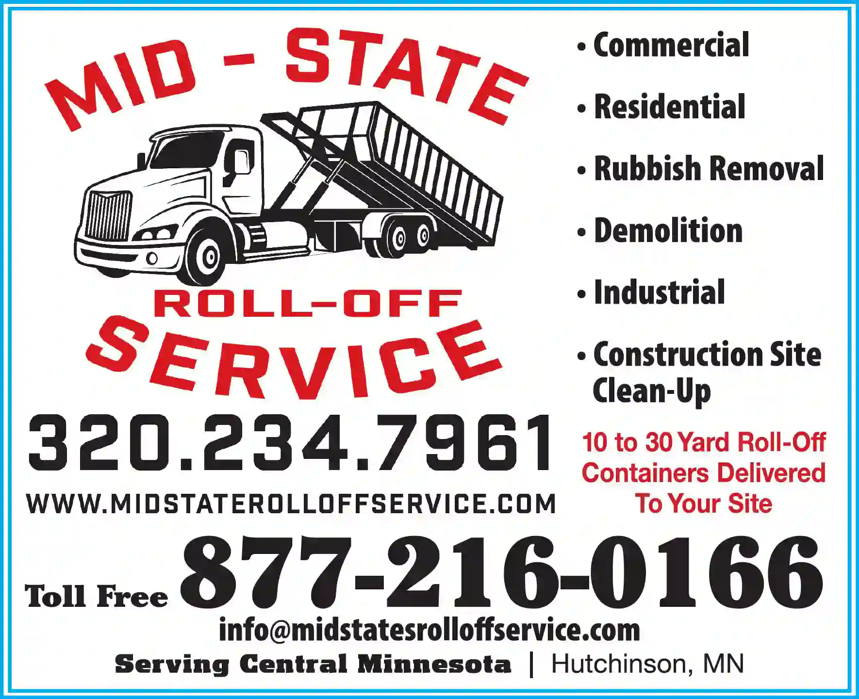 Garbage & Rubbish Collection print ad for Mid-State Roll-Off Service