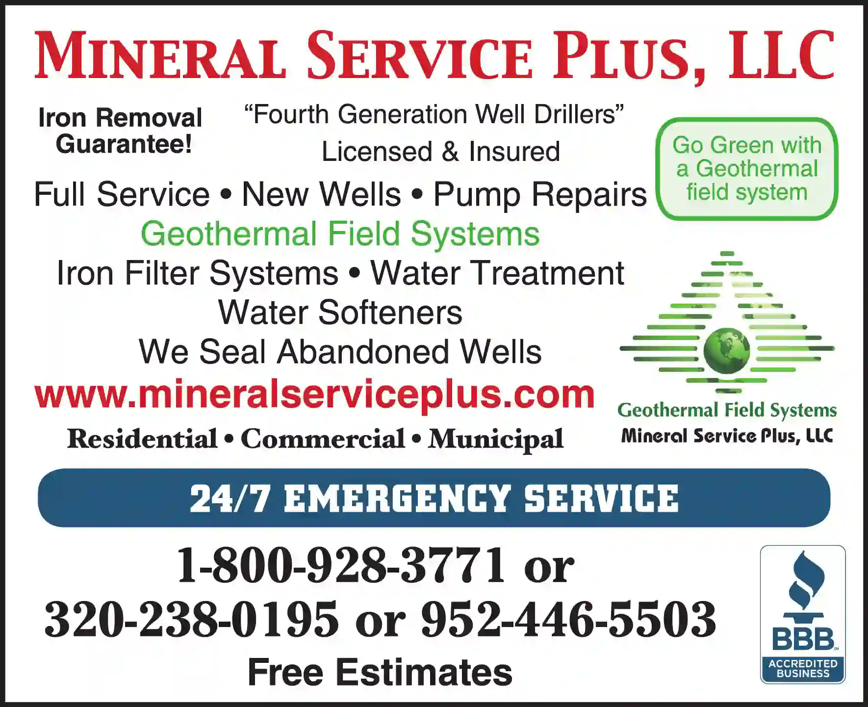 Well Drilling & Service print ad for Mineral Service Plus