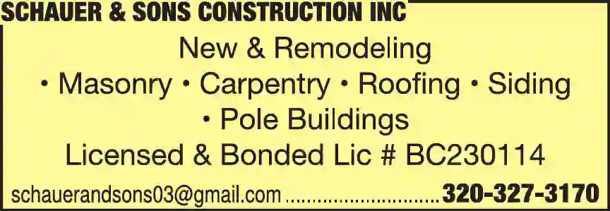 Contractors - General print ad for Schauer & Sons Construction Inc