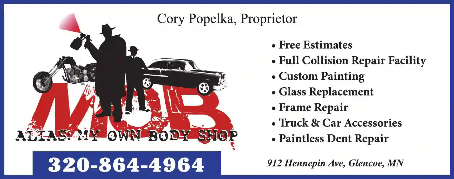 Glass - Auto, Plate, Window print ad for My Own Body Shop