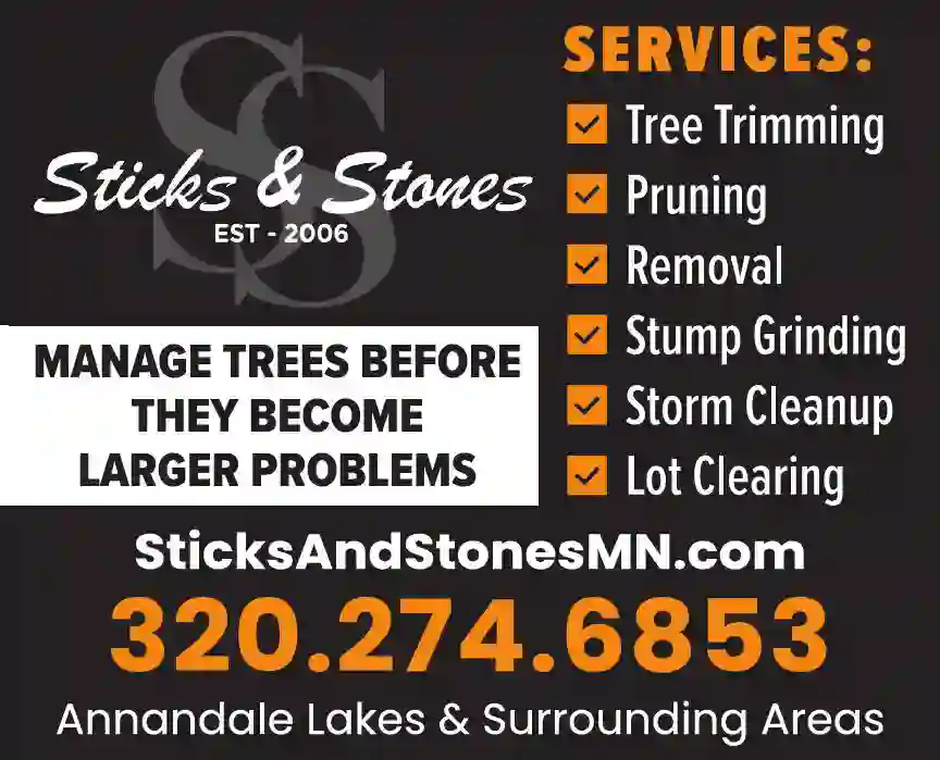 Tree Service print ad for Sticks & Stones Inc