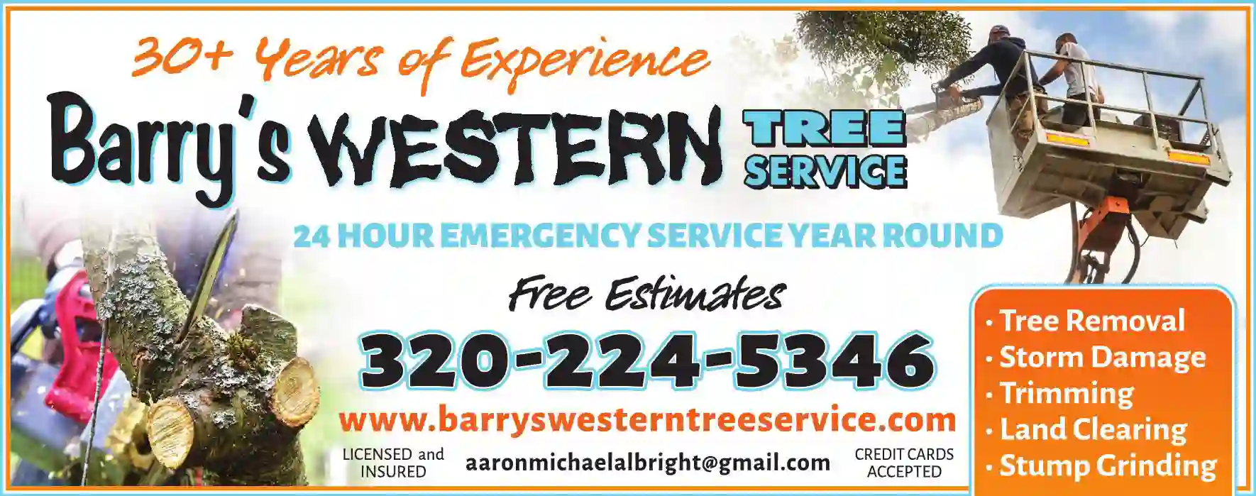 Tree Service print ad for Barry's Western Tree Service