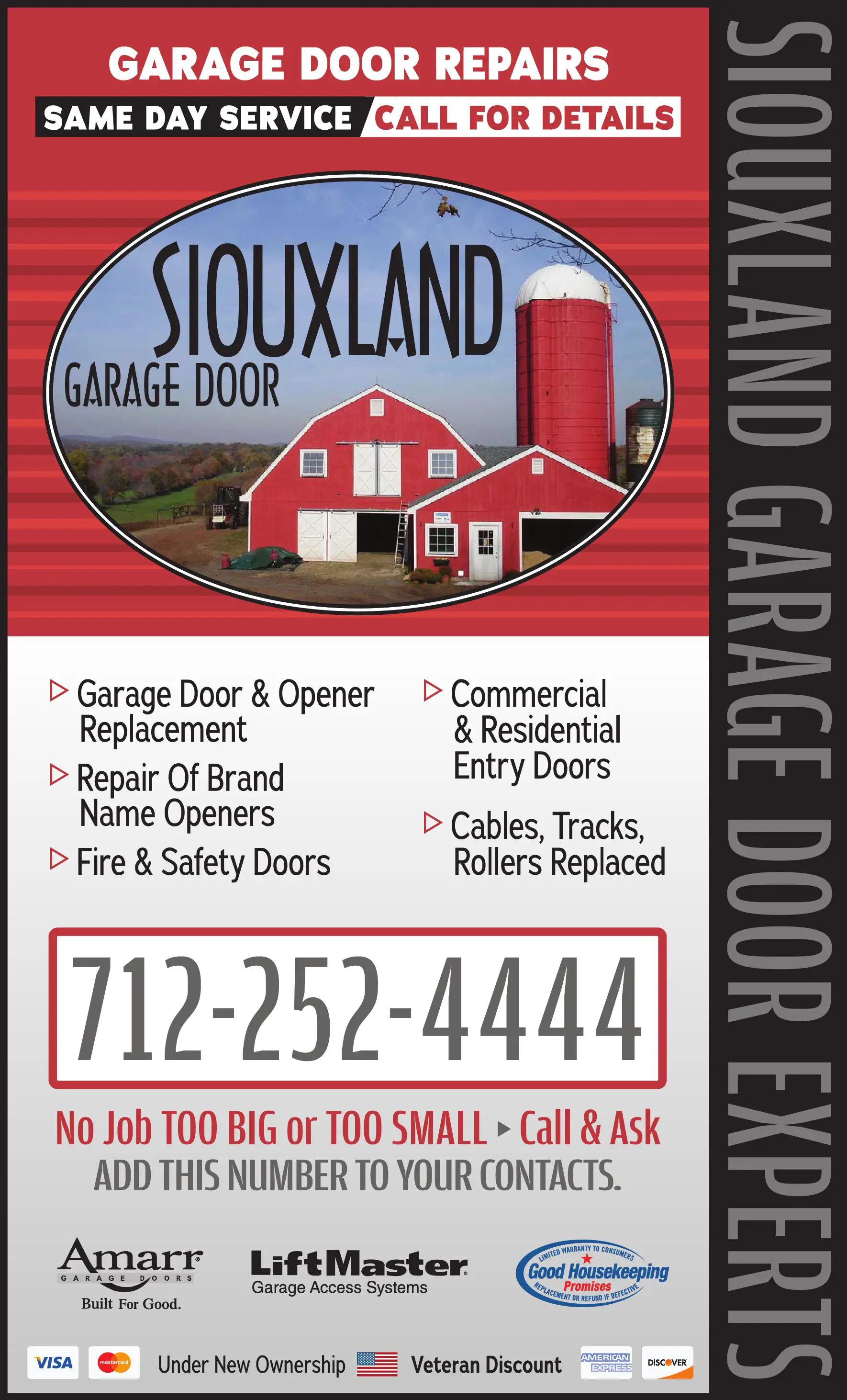 Garage Doors & Openers print ad for Siouxland Garage Door