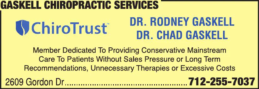 Chiropractors, D.C. print ad for Gaskell Chiropractic Services