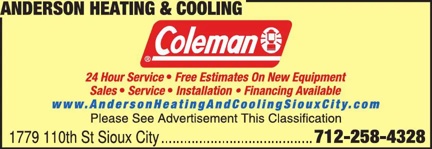 Air Conditioning - Contractors print ad for Anderson Heating & Cooling