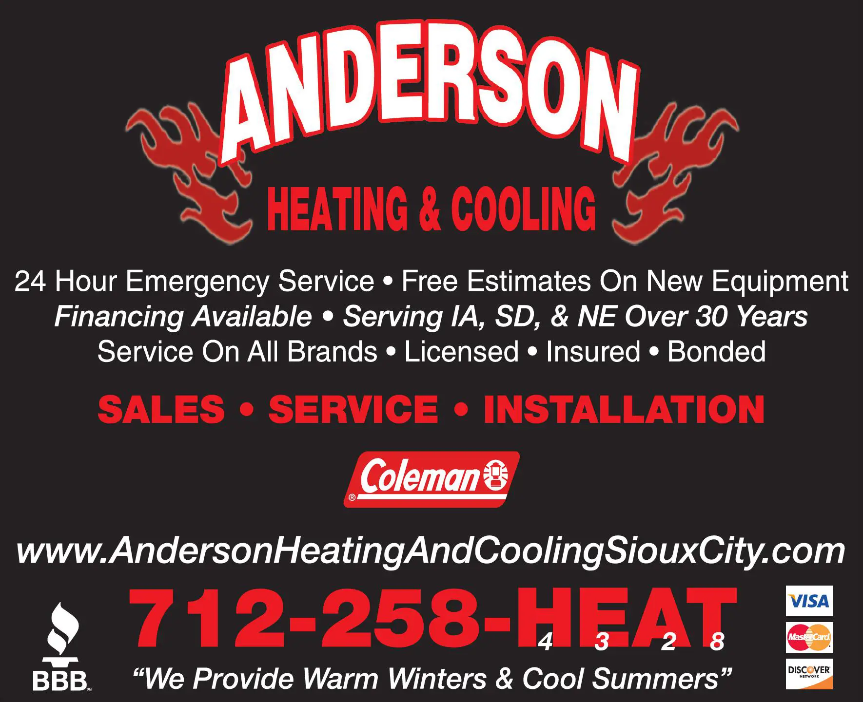 Air Conditioning - Contractors print ad for Anderson Heating & Cooling