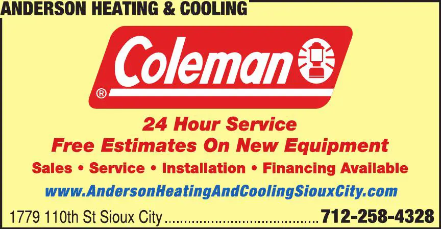 Furnaces - Heat - Sales & Service print ad for Anderson Heating & Cooling