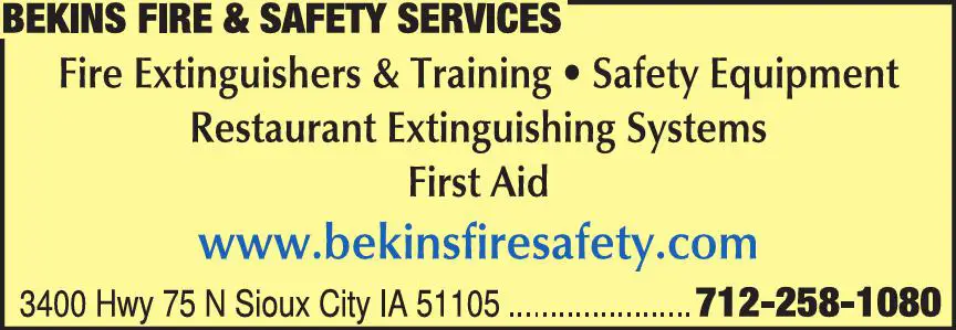 Fire Protection Equipment & Supplies print ad for Bekins Fire & Safety Services