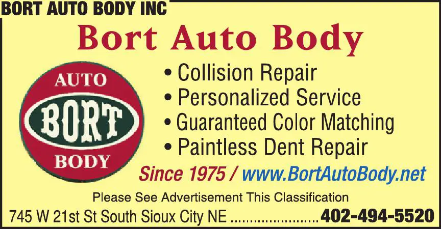 Auto Body Repair & Paint print ad for Bort Auto Body Inc