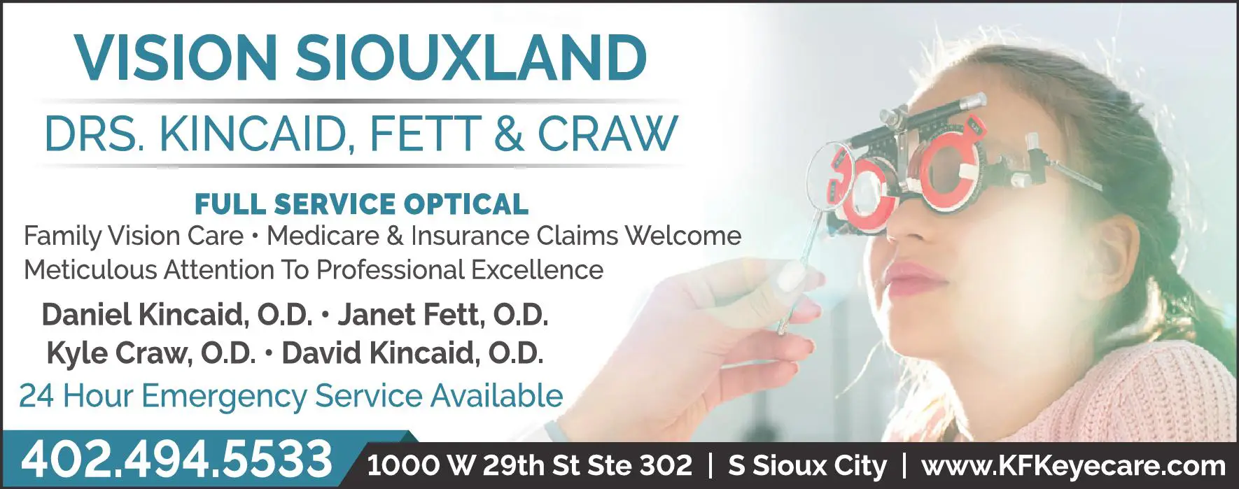 Optometrists, O.D. print ad for Kincaid & Fett