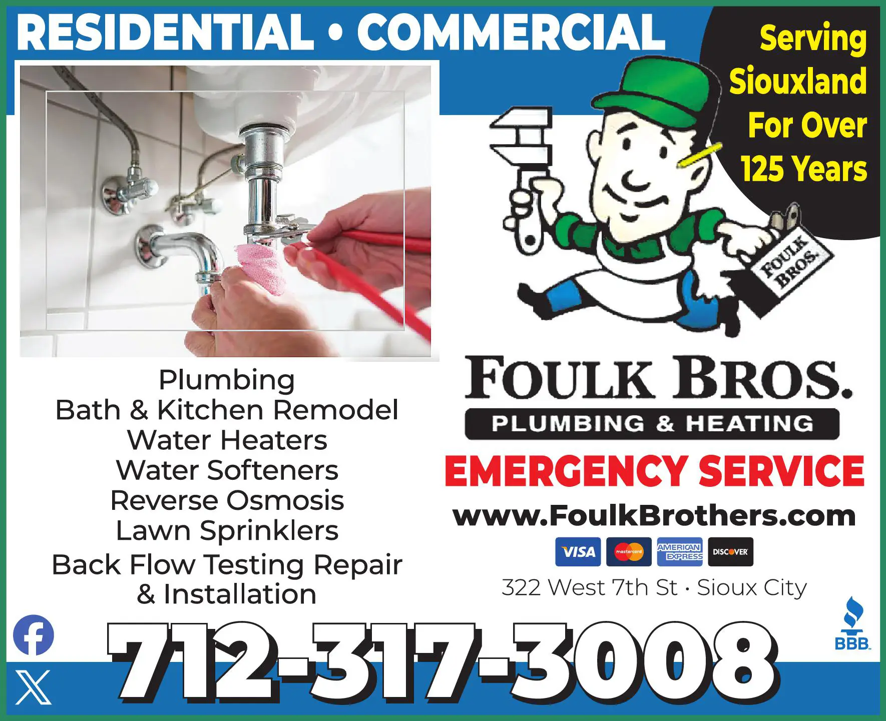 Plumbing Contractors print ad for Foulk Bros Plumbing & Heating