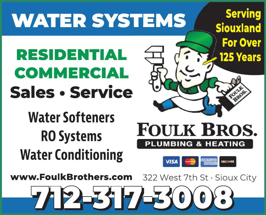 Water Softening & Conditioning Equipment - Service & Supplies print ad for Foulk Bros Plumbing & Heating