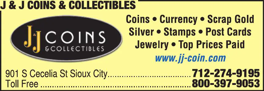 Gold, Silver & Platinum Dealers print ad for J & J Coins & Collectibles