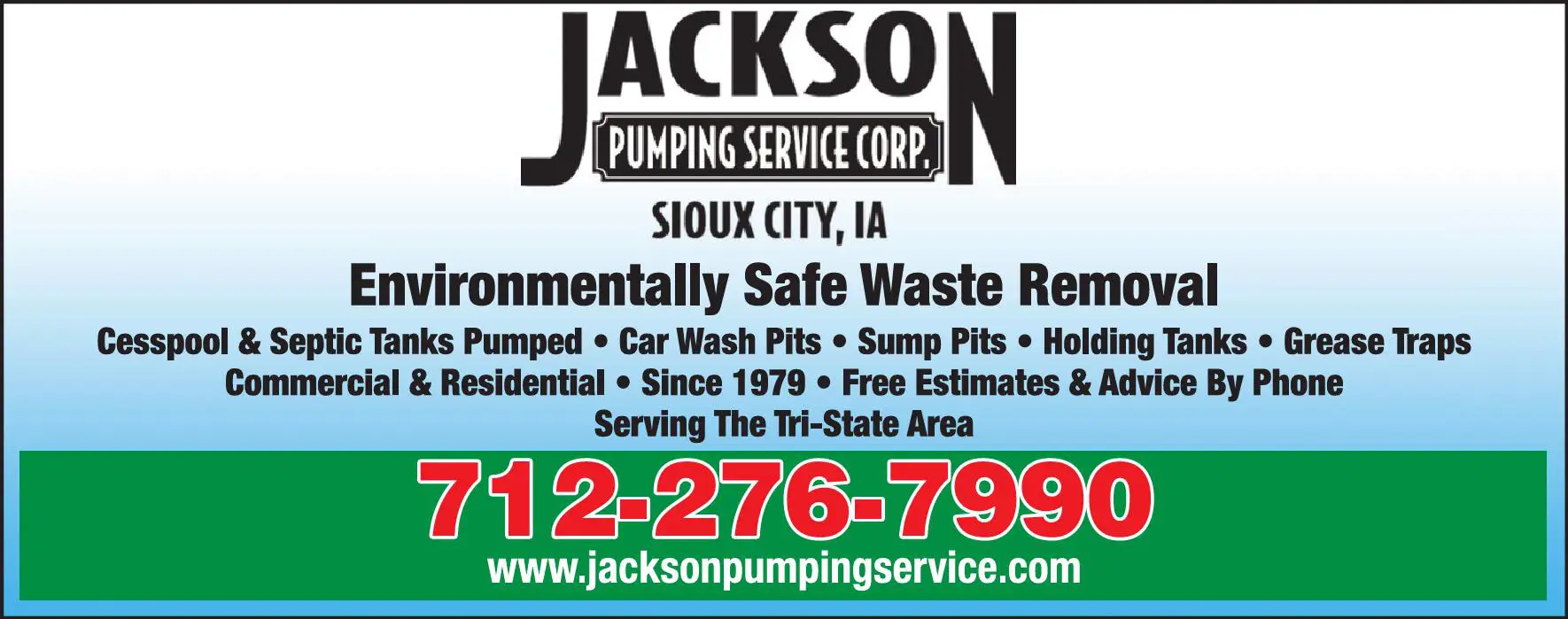 Septic Tanks & Systems - Cleaning print ad for Jackson Pumping Service