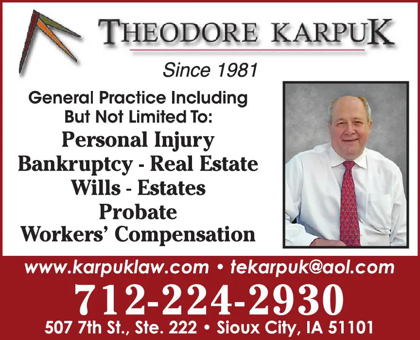 Attorneys print ad for Karpuk Theodore E