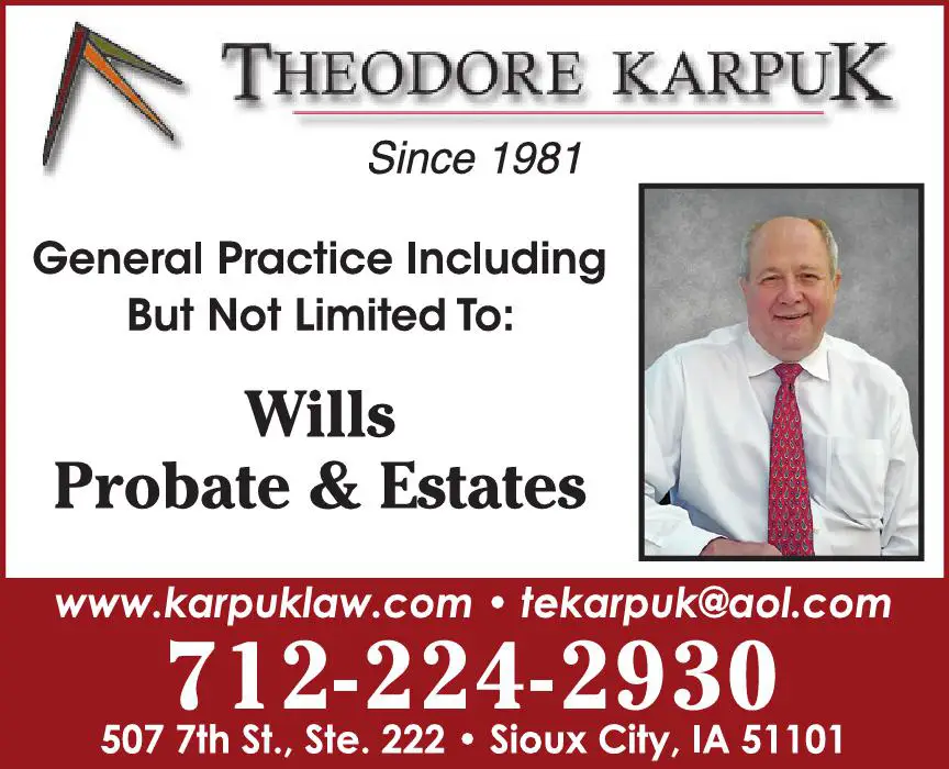 Attorneys - Wills, Probate, Trust & Estate Planning print ad for Karpuk Theodore E