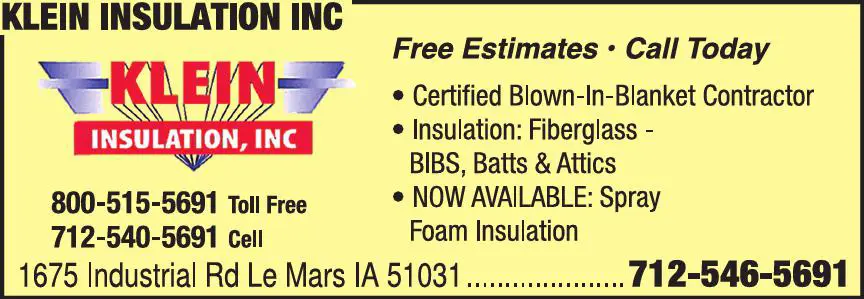 Home Improvements print ad for Klein Insulation Inc