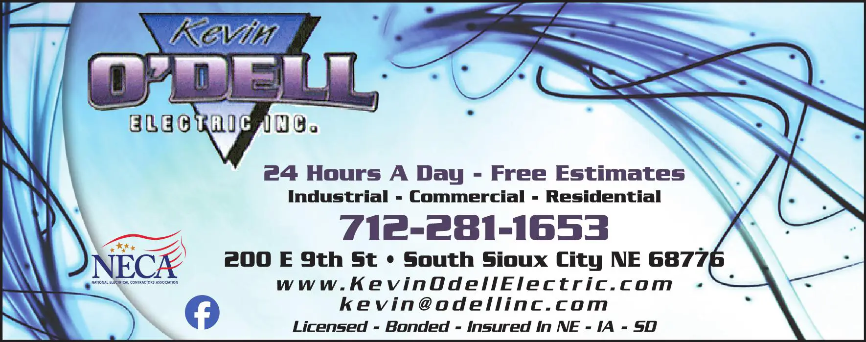 Electric Contractors print ad for Kevin O'Dell Electric Inc